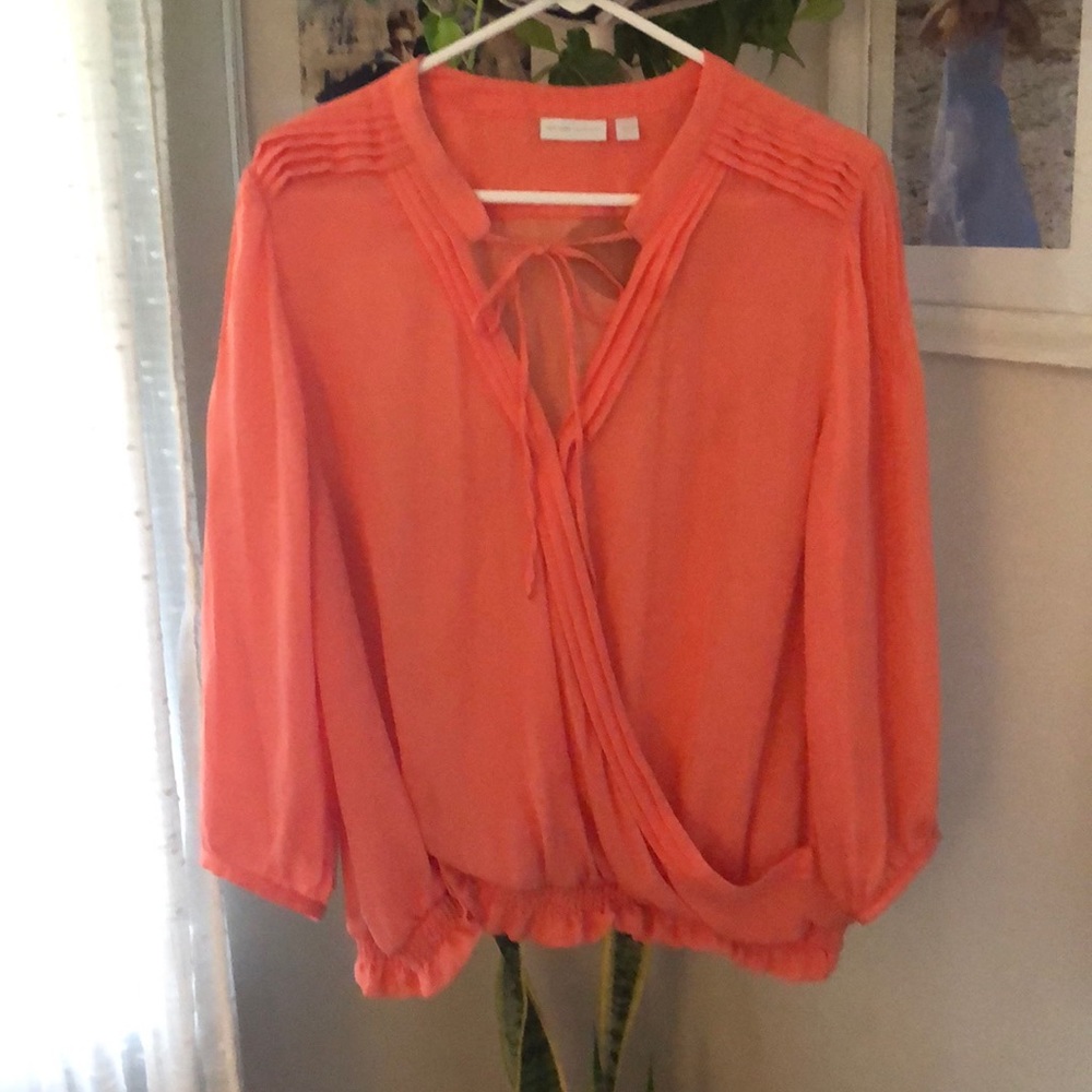 Coral long sleeve blouse